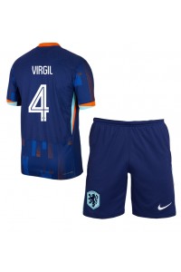 Nederland Virgil van Dijk #4 Babytruitje Uit tenue Kind EK 2024 Korte Mouw (+ Korte broeken)